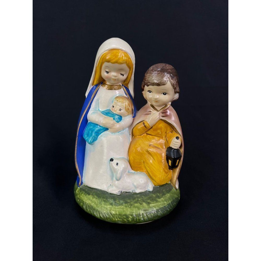 Vintage "MY" O' Little Town of Bethlehem Jesus Mary Joseph Musical Figure